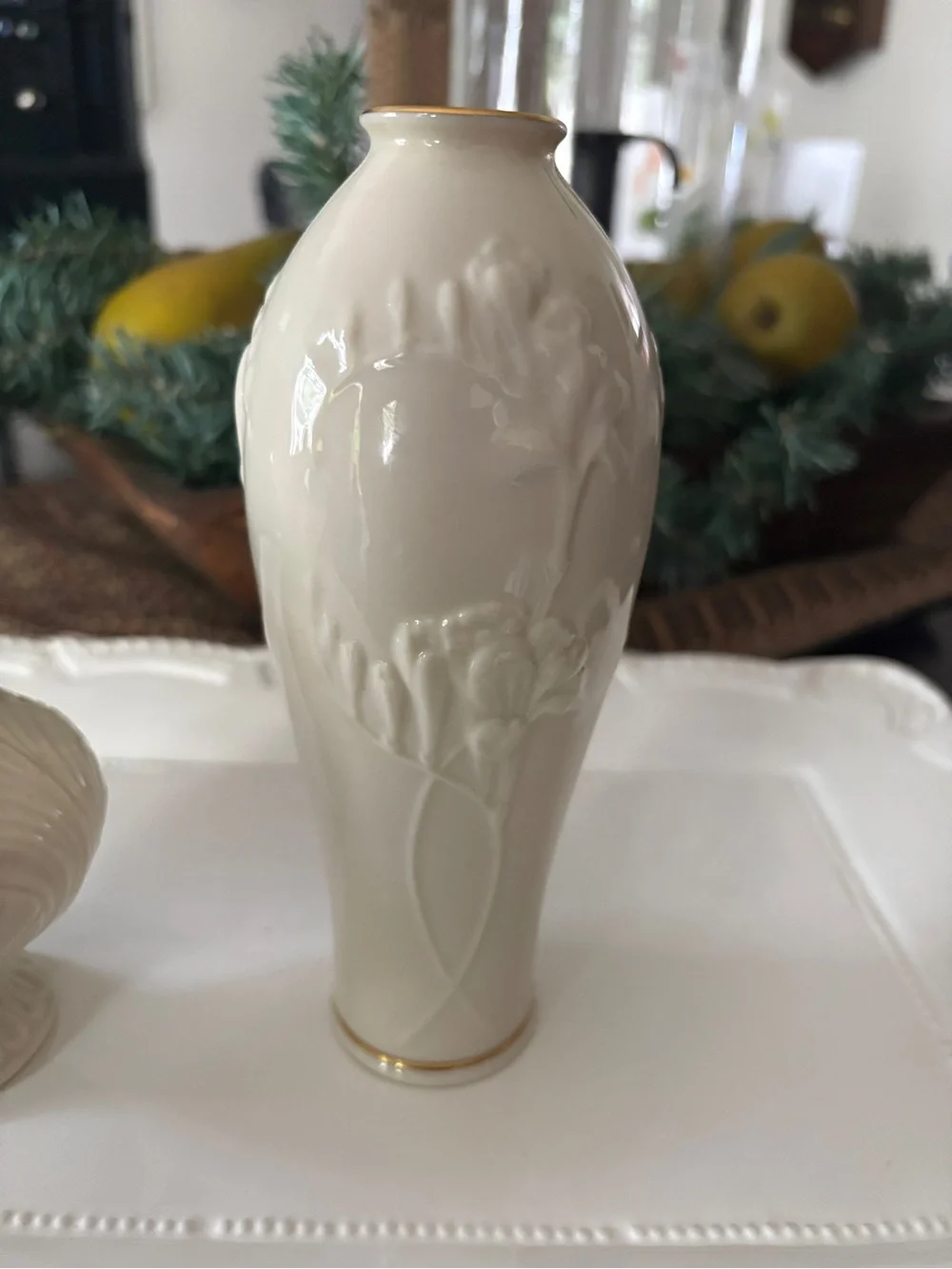 Lenox Ivory Embossed Ceramic Vases